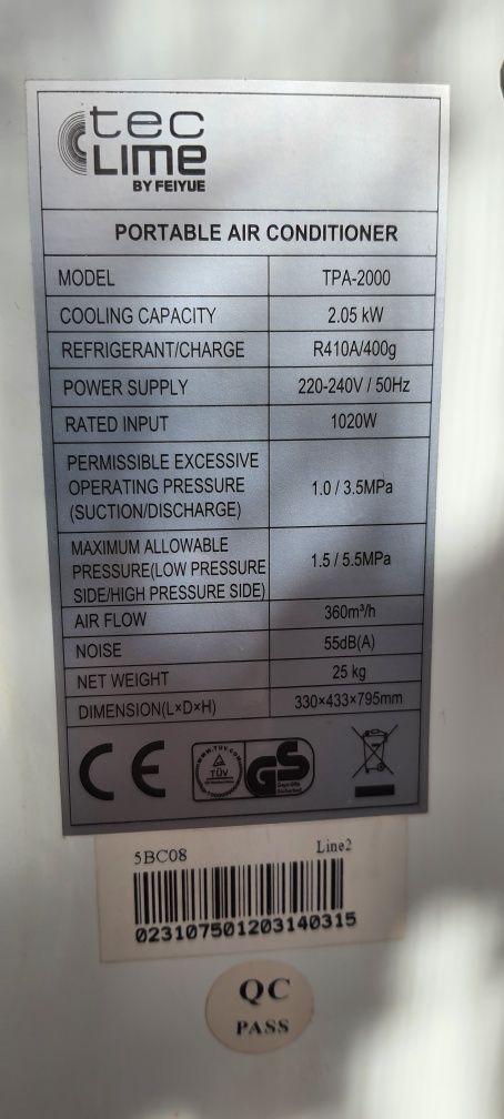 Klimatyzator przenośny ZIBRO Teclime TPA-2000