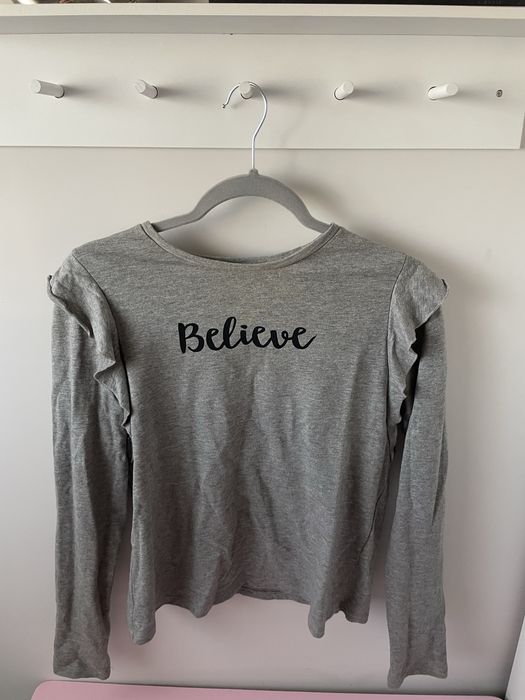 Szara jesienna bluzka damska z długim rękawem bawełna wiskoza