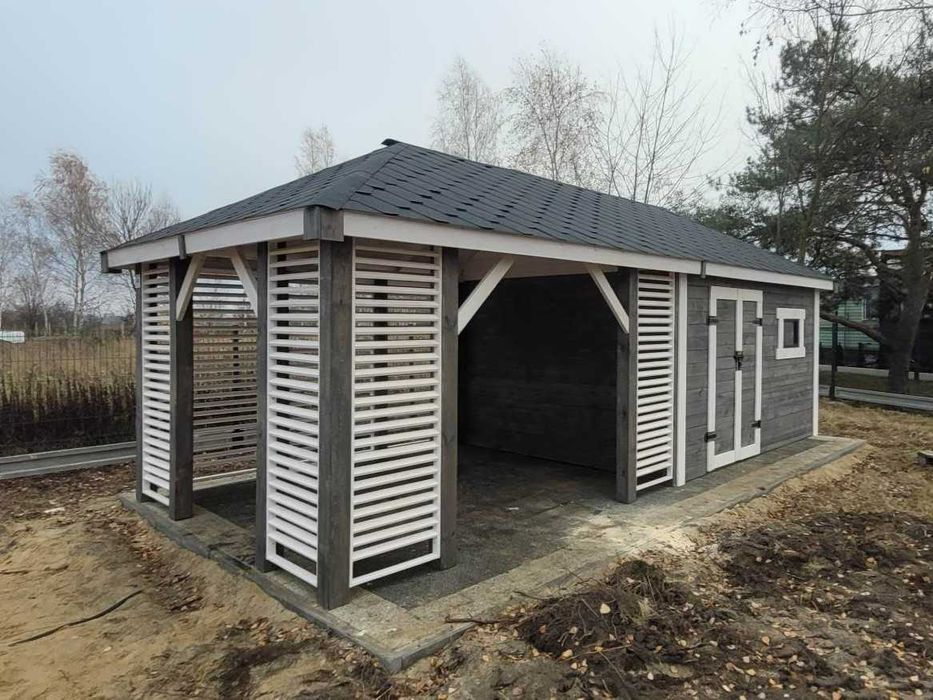 Domek Narzędziowy z Altaną VIOLA 7x3 domek altanka DREWNOTRIK.PL