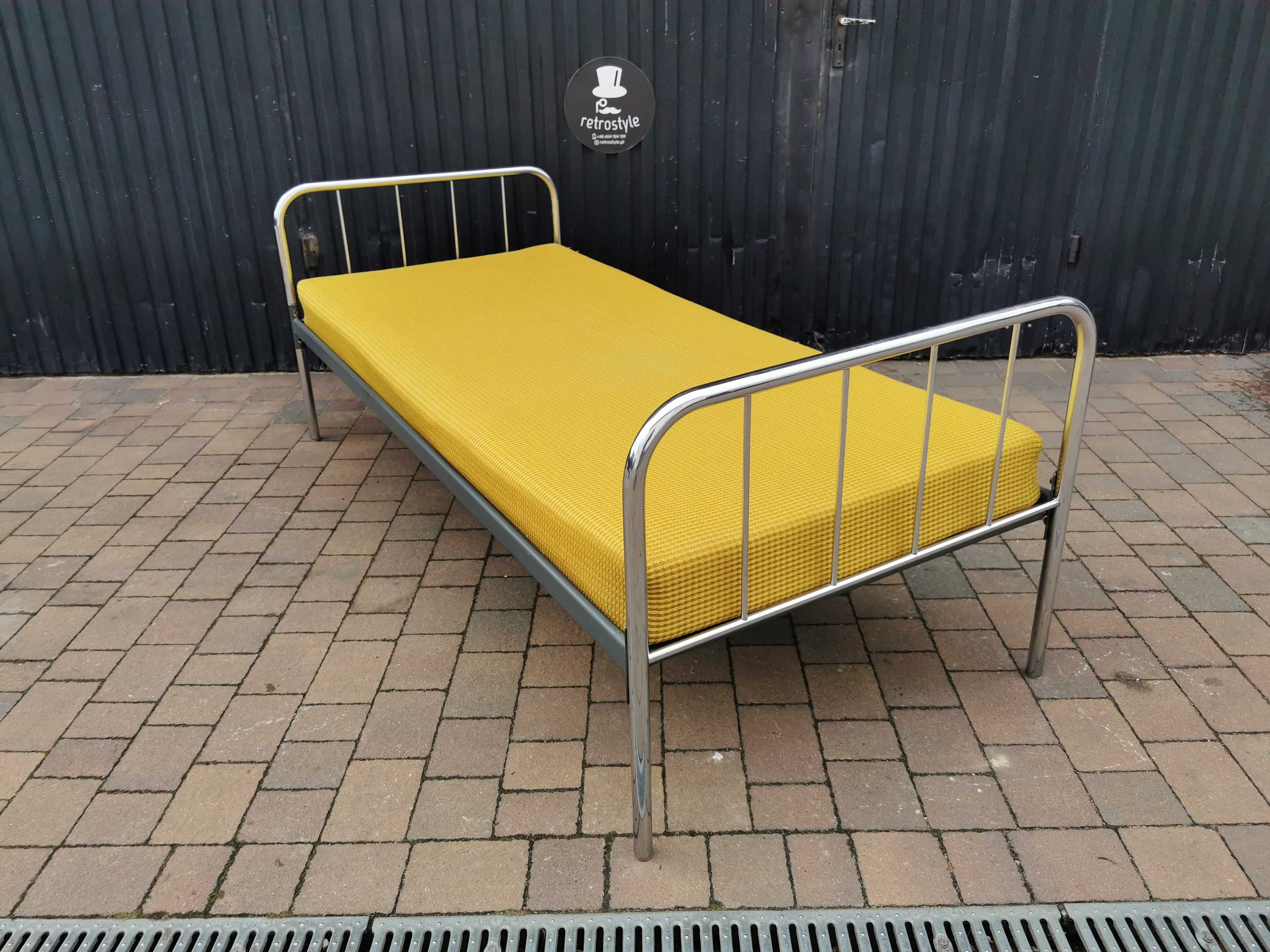 Łóżko chrom KOVONA, Czechosłowacja '60, BAUCHAUS, PRL design, RETRO