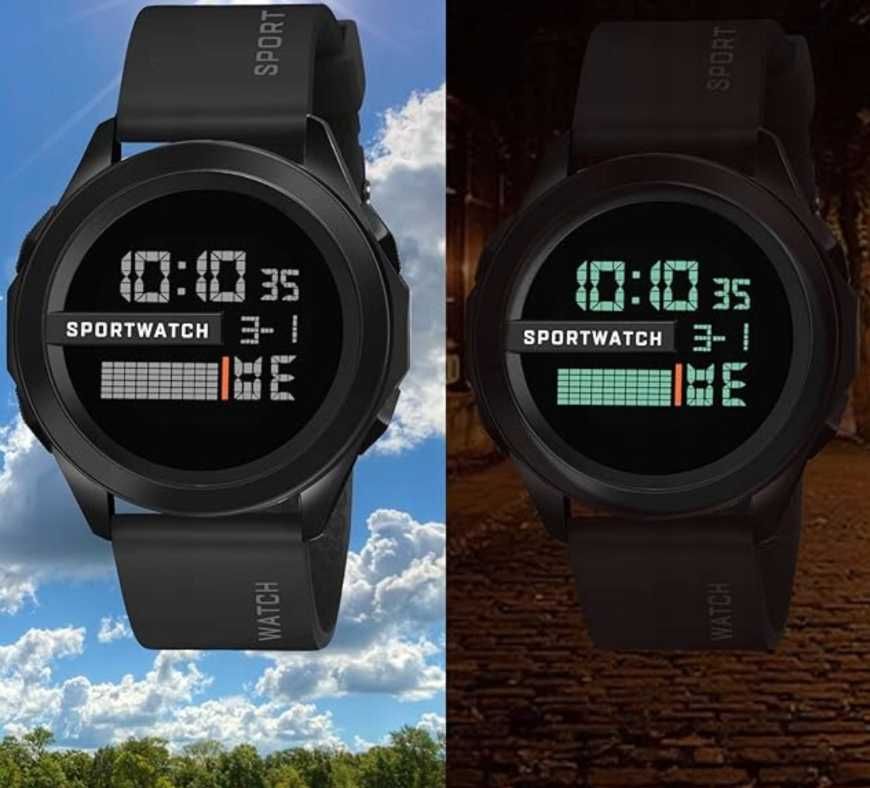 Zegarek Sportowy Z Podświetleniem LED Elektroniczny Czarny Na Prezent