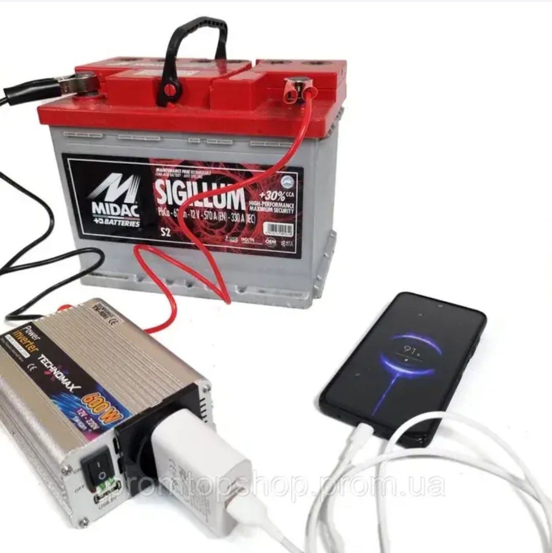 Перетворювач Автомобільний інвертор TechnomaX 600w Power inverter