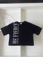 Bluzka t-shirt  dziewczeca czarna River Island biały napis
