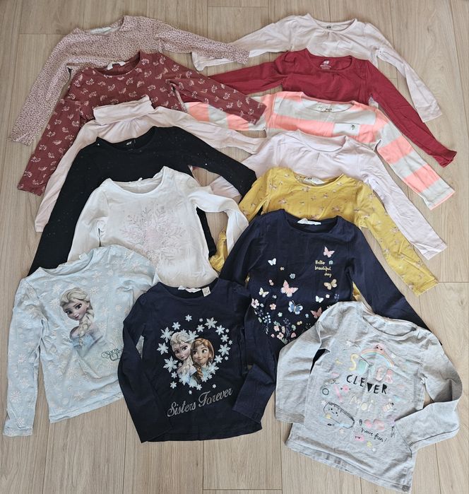 14szt bluzki z dł.rękawem H&M, roz.110/116