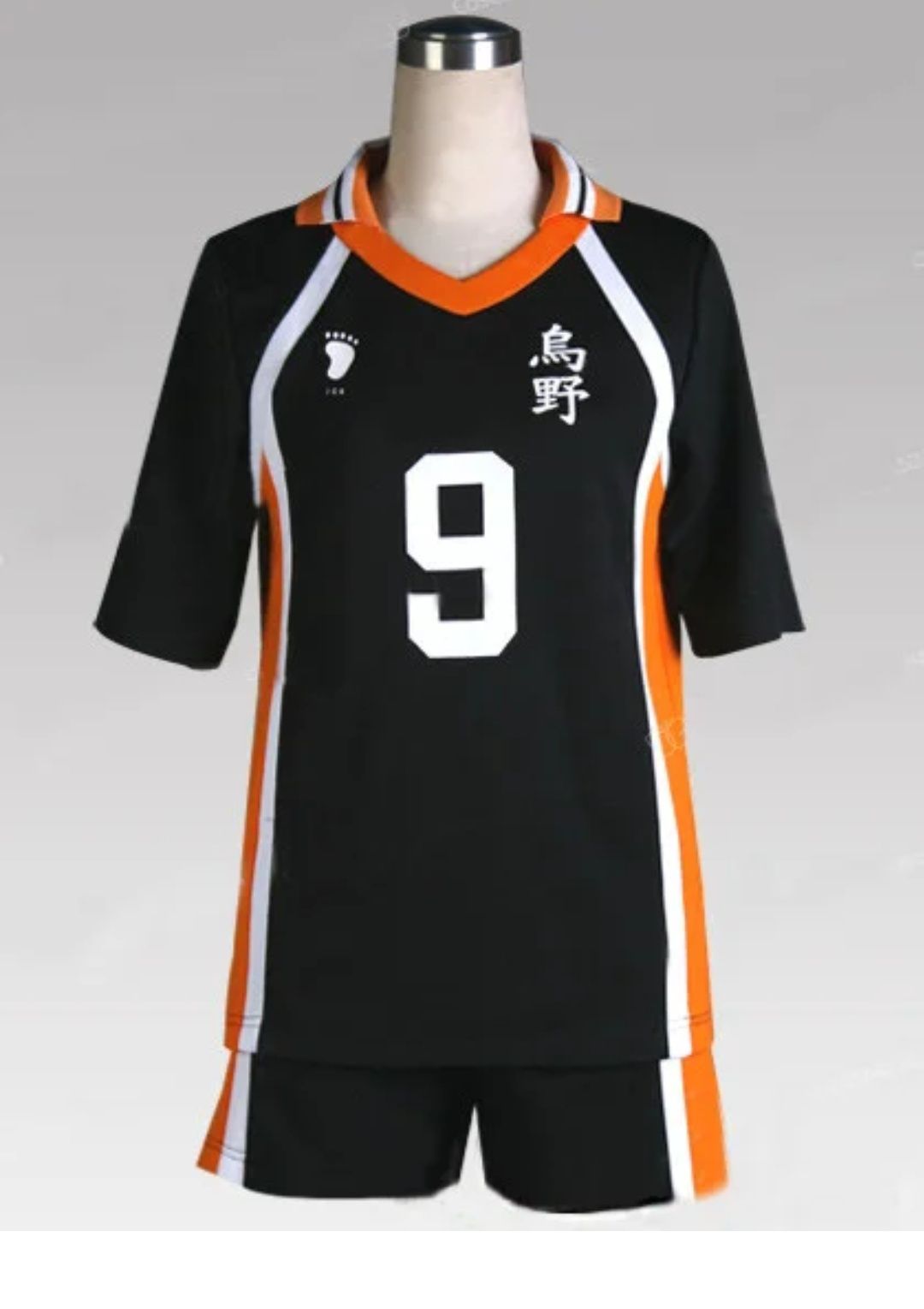 Haikyuu! Karasuno High School Jersey #9 Black Orange Cosplay