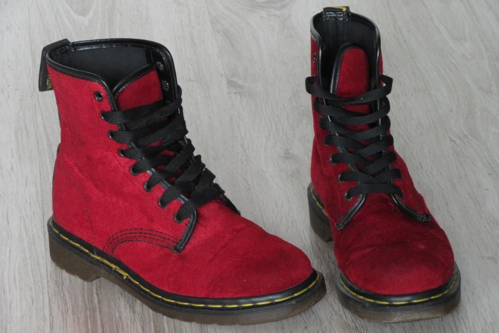 Dr Martens AirWair Red Velvet Limited Edition glany trapery vintage