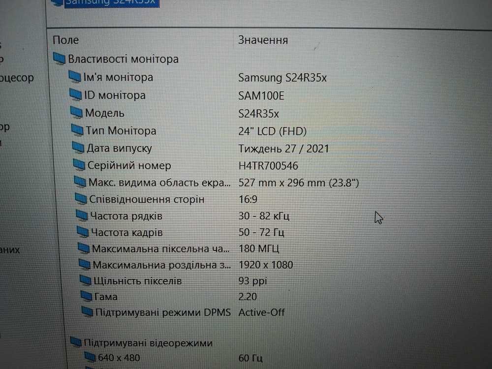 Монітор Samsung S24R350FHI, пошкоджена матриця