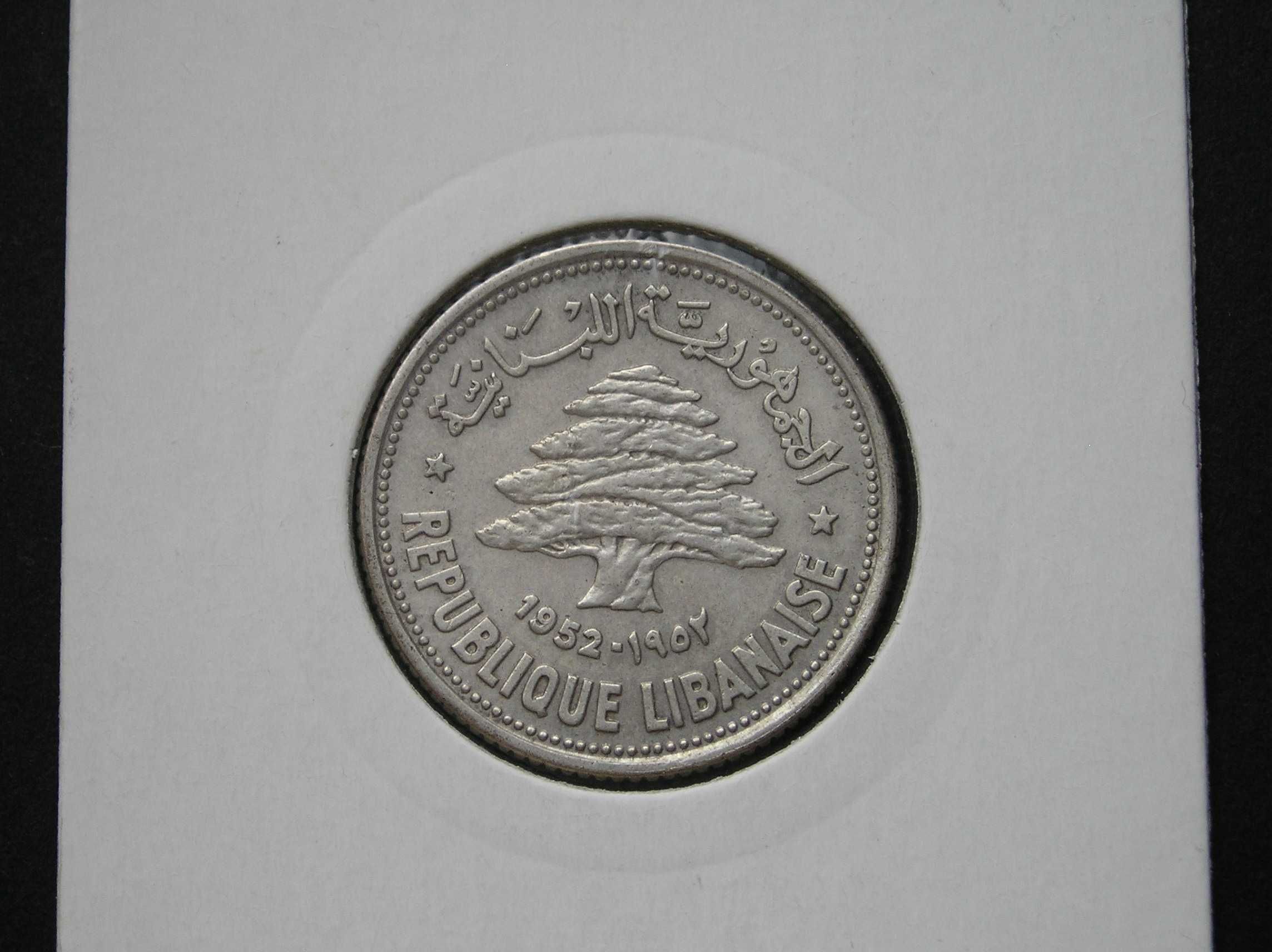 Liban 50 piastrów 1952 - srebro - w holderze