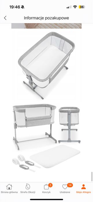 Łóżeczko dostawne Moby-System LUNA 3w1 - szare