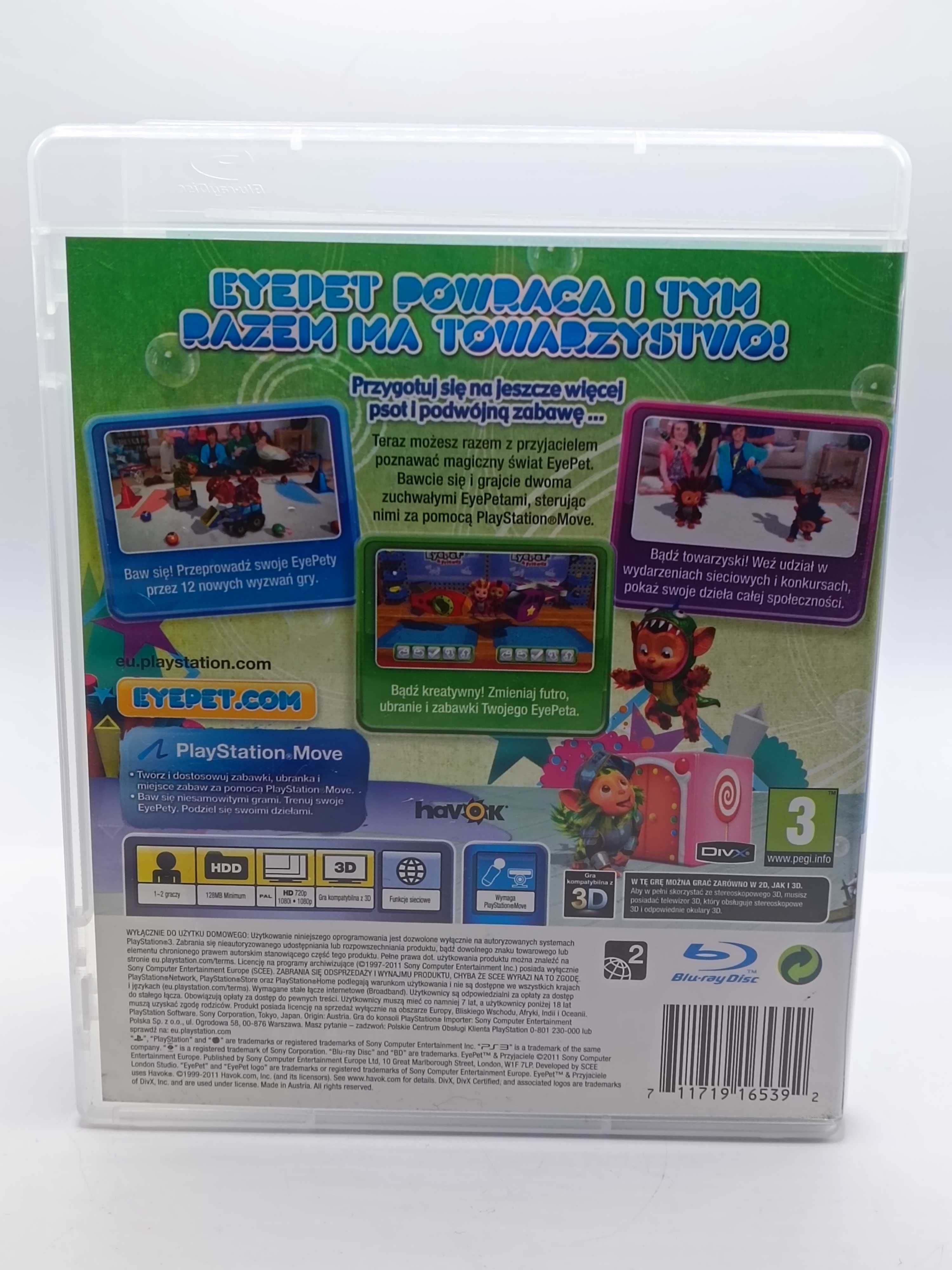 GRA Eyepet & Przyjaciele Wersja PL Na PS3 Playstation Move 357/04/25s
