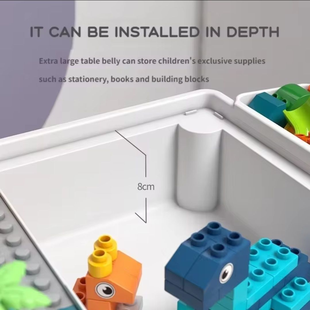 Столик лего+стілець, типу lego duplo, розвиваючий столик, 156 елемент