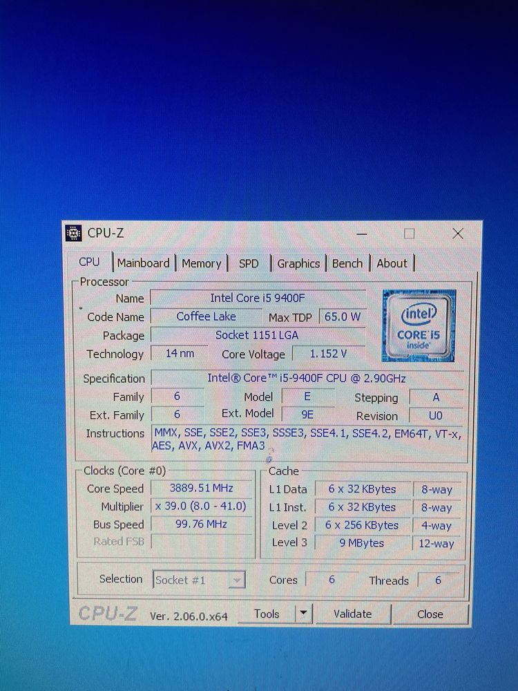 Комплект материнка+процесор i5 9400f