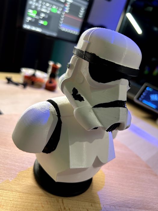 Popiersie WOJOWNIK SW 15cm Nowy! Druk 3D PLA Biało-Czarny Unikat