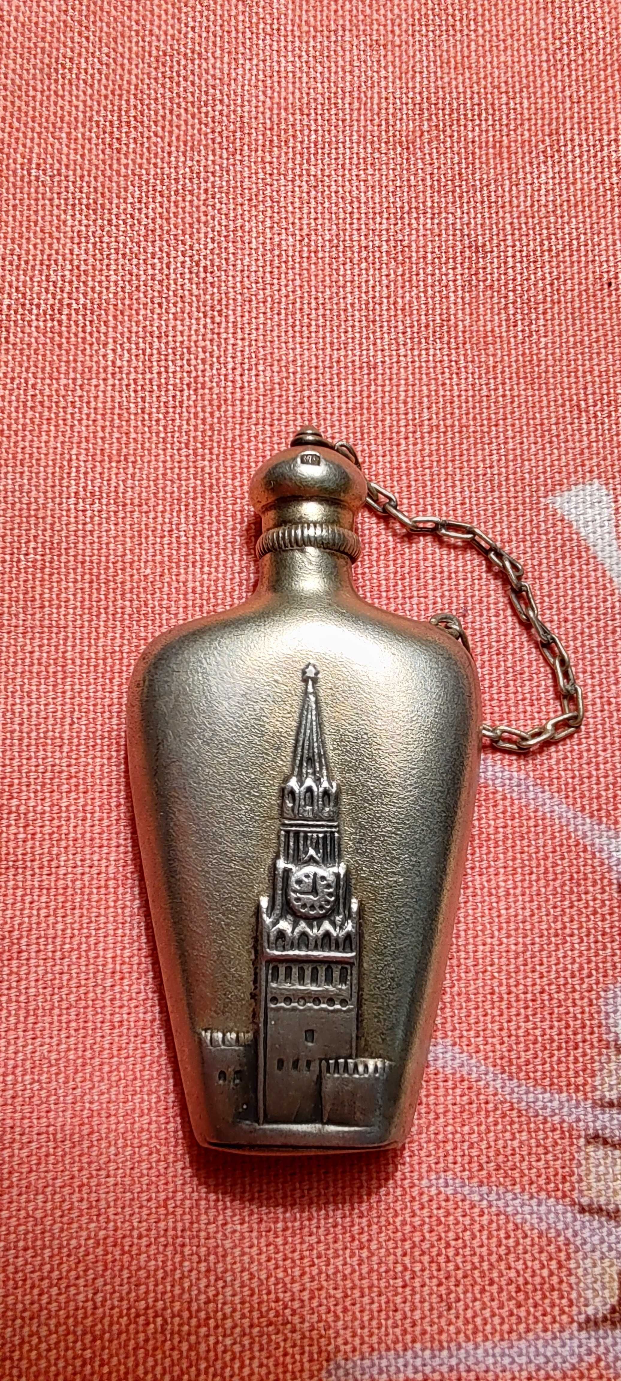 Винтажный серебряный флакон для духов 875°со звездой, СССР