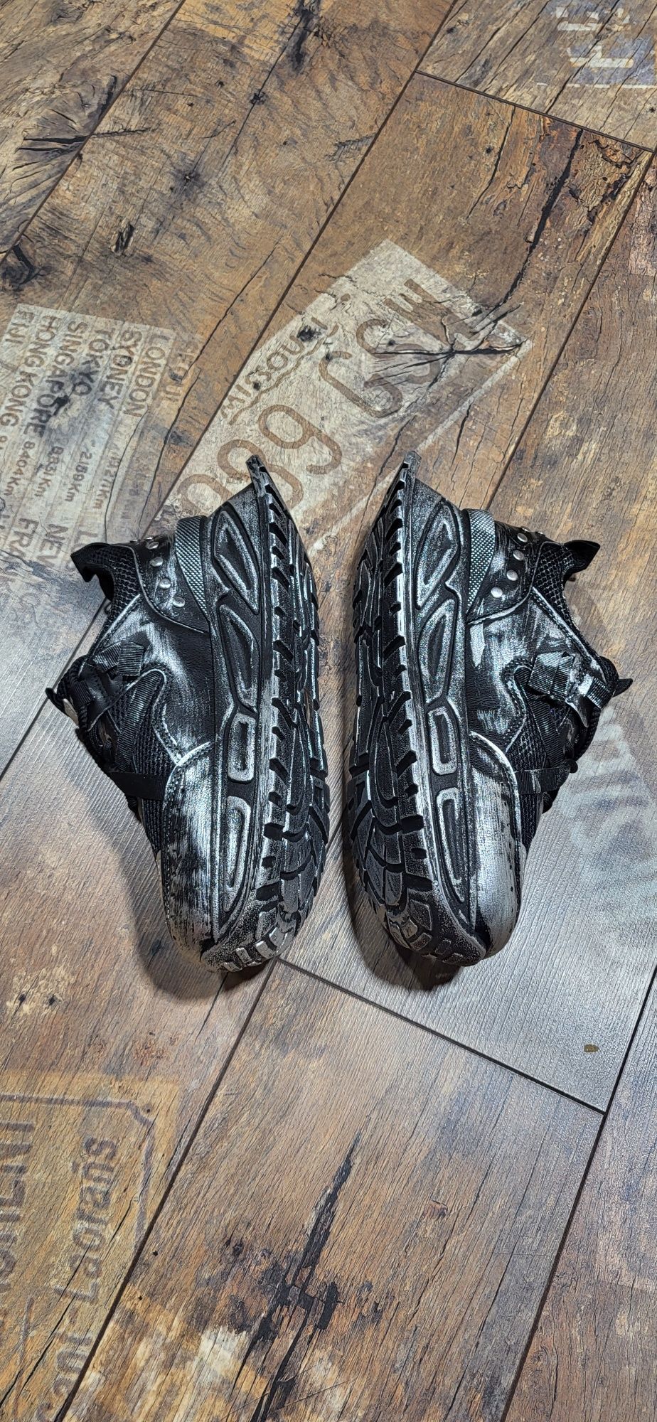 Czarnobsrebrne sneakersy damskie premium platforma 40