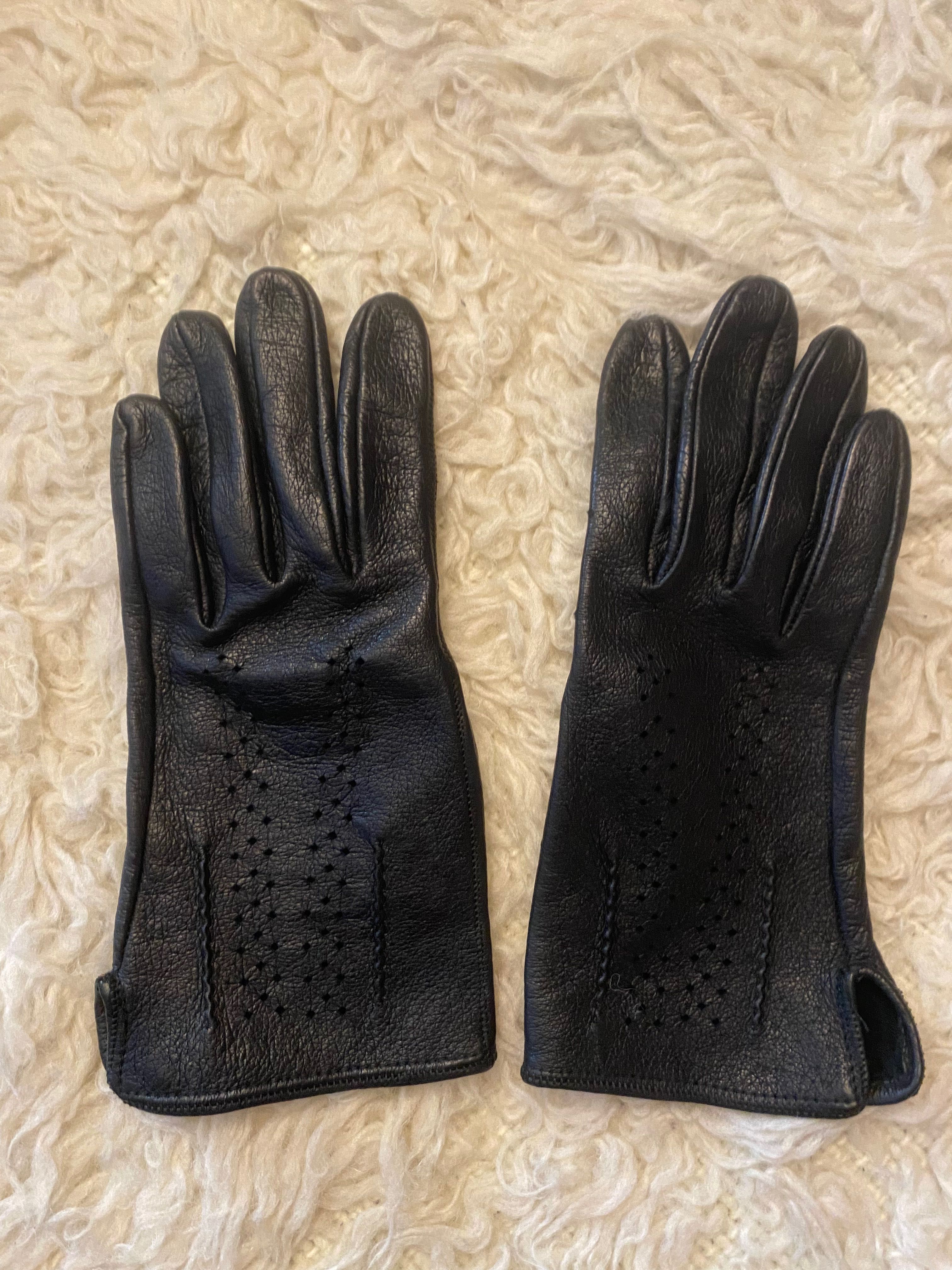 Skórzane rękawiczki damskie, czarne