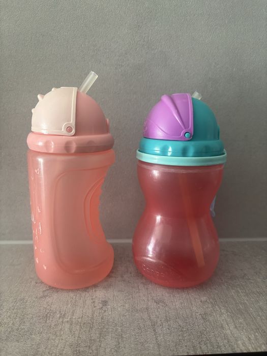 Bidon/kubek ze słonką rurką 2 sztuki