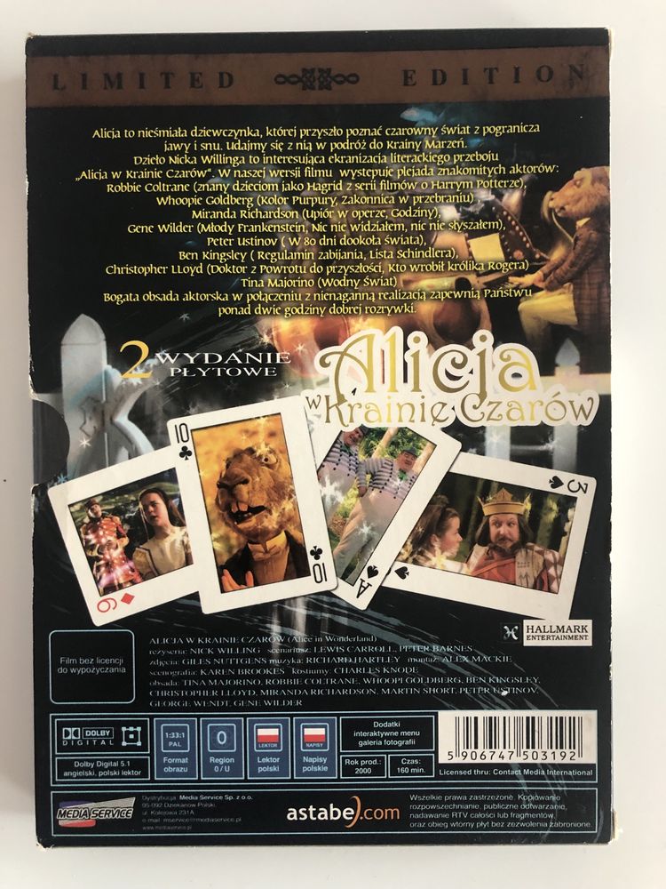 Płyty dvd „Alicja w krainie czarów” edycja limitowana