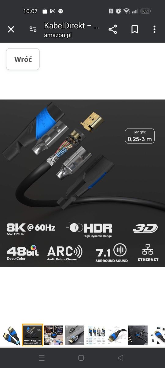 KabelDirekt – Kabel HDMI 8K / 4K – 0,5 m – A.I.S