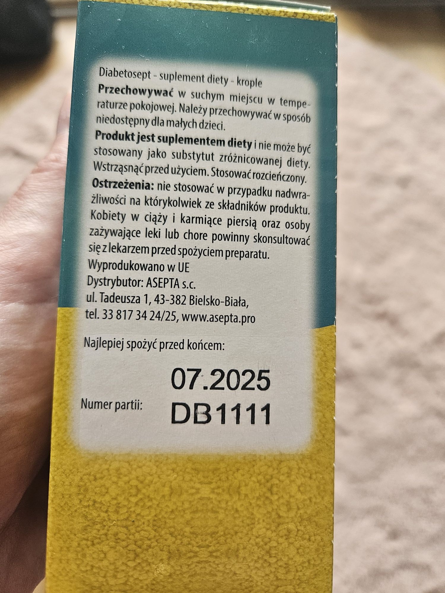 Diabetosept, nieużywany suplement diety 100 ml