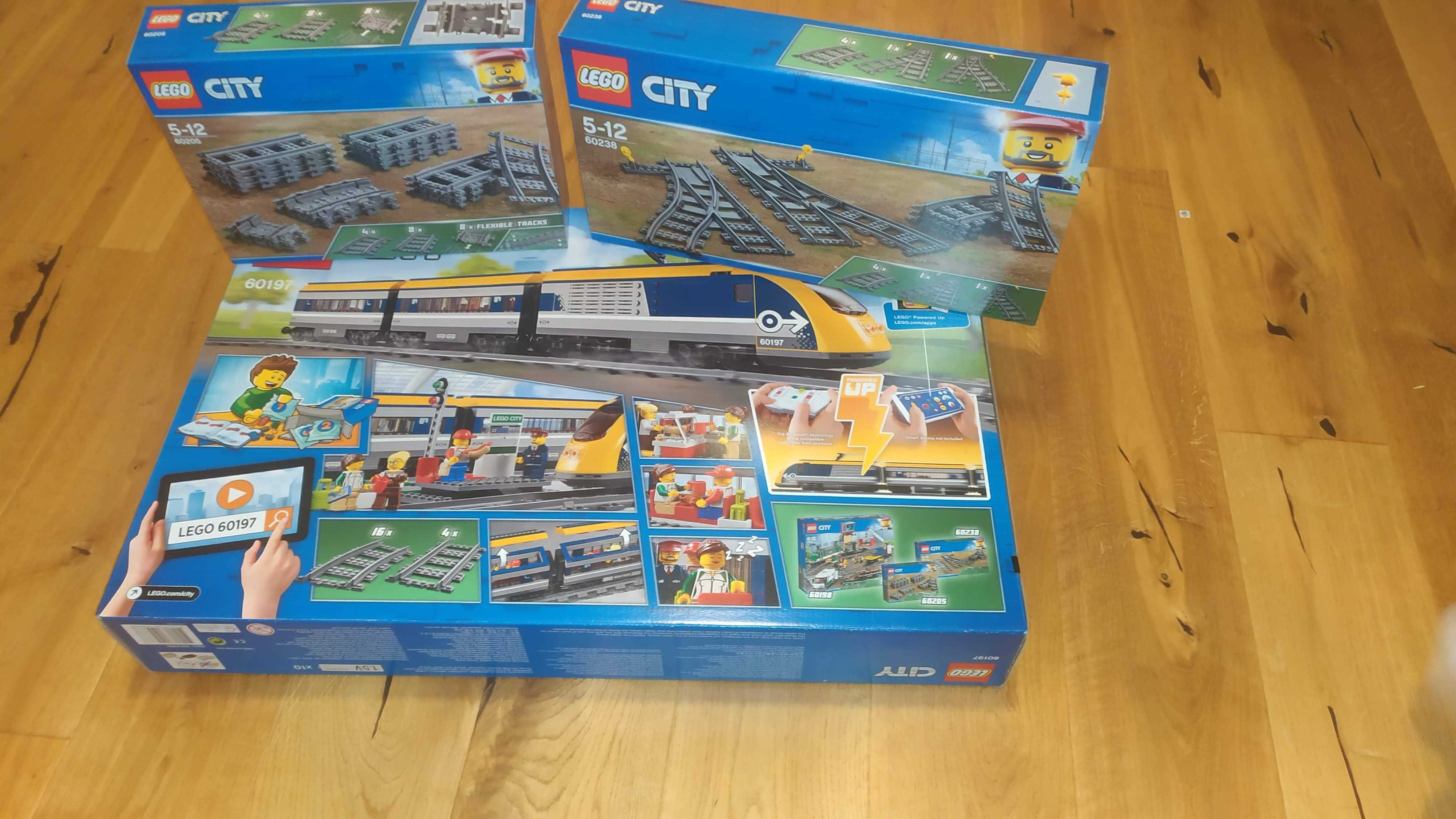 4w1 60197zestaw pociąg pasaż Lego City + tory + zwrotnice + lampki led