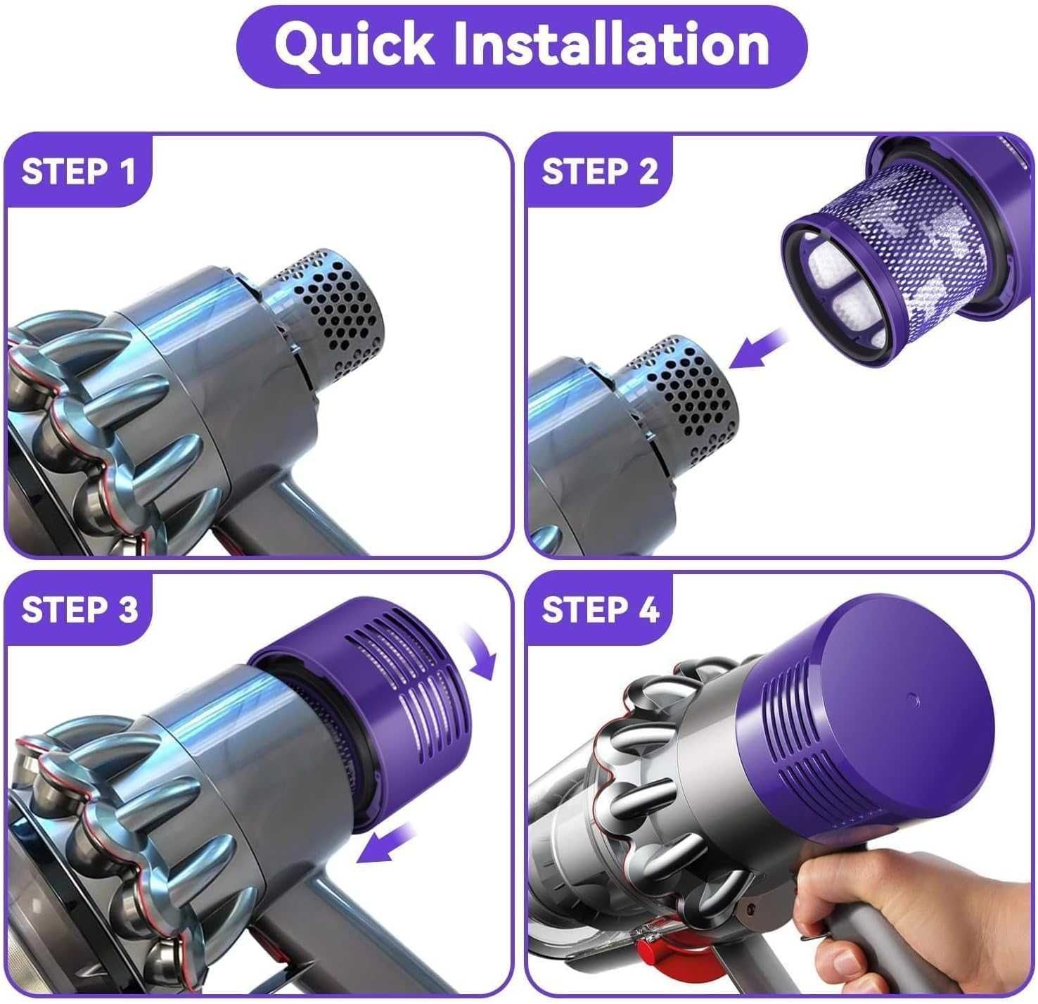 4 Filtr do odkurzacza Dyson, wymienne filtry do Dyson V10 SV12 Cyclone