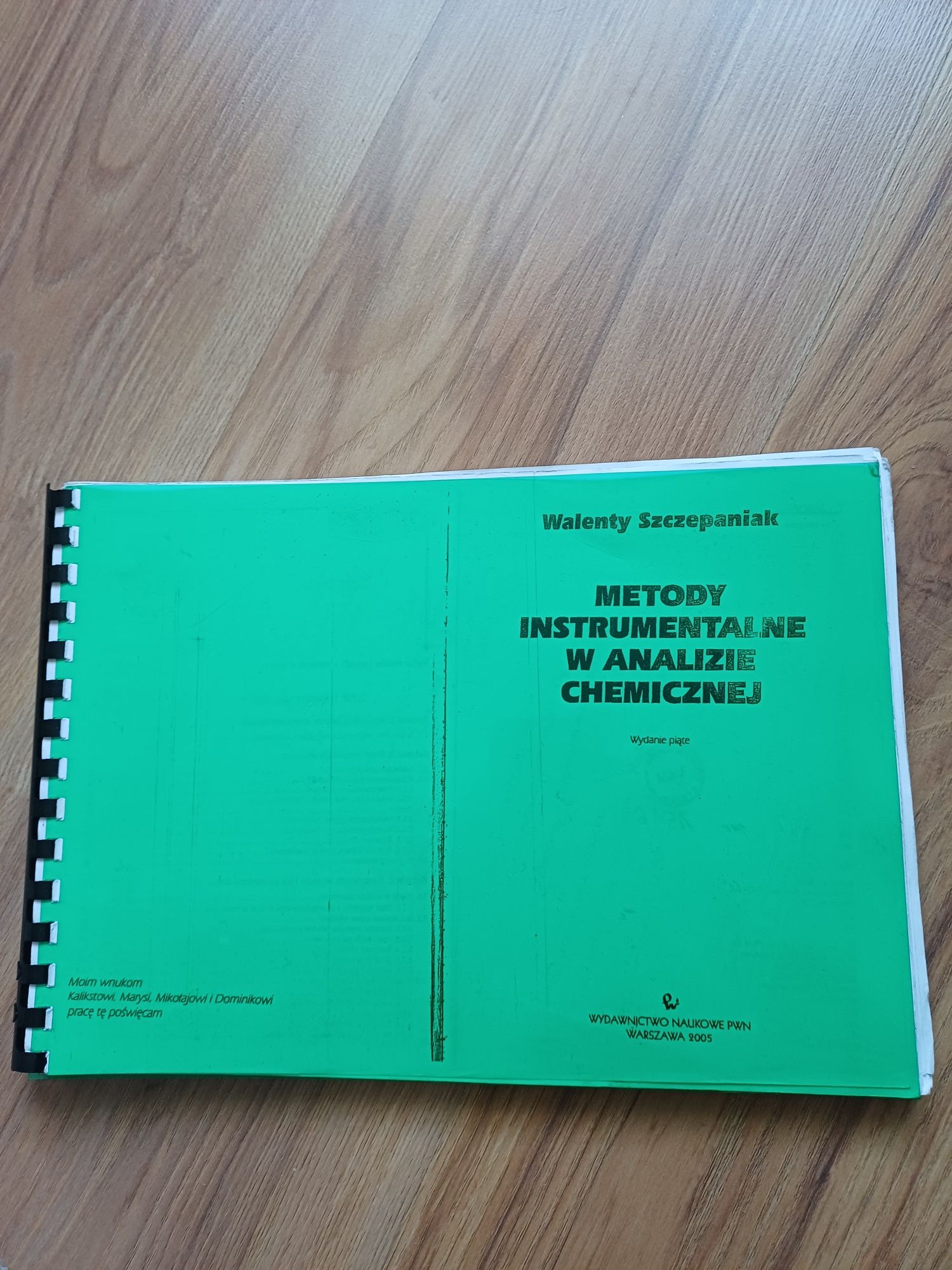 Metody instrumentalne w analizie chemicznej W. Szczepaniak