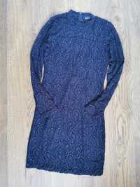 Granatowa sukienka koronkowa, rozmiar 36