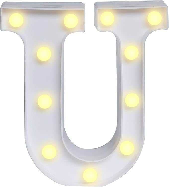 Świecąca Litera LED U Lampka Dekoracja 22,5 cm