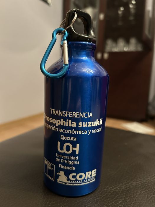 Metalowy bidon niebieski butelka