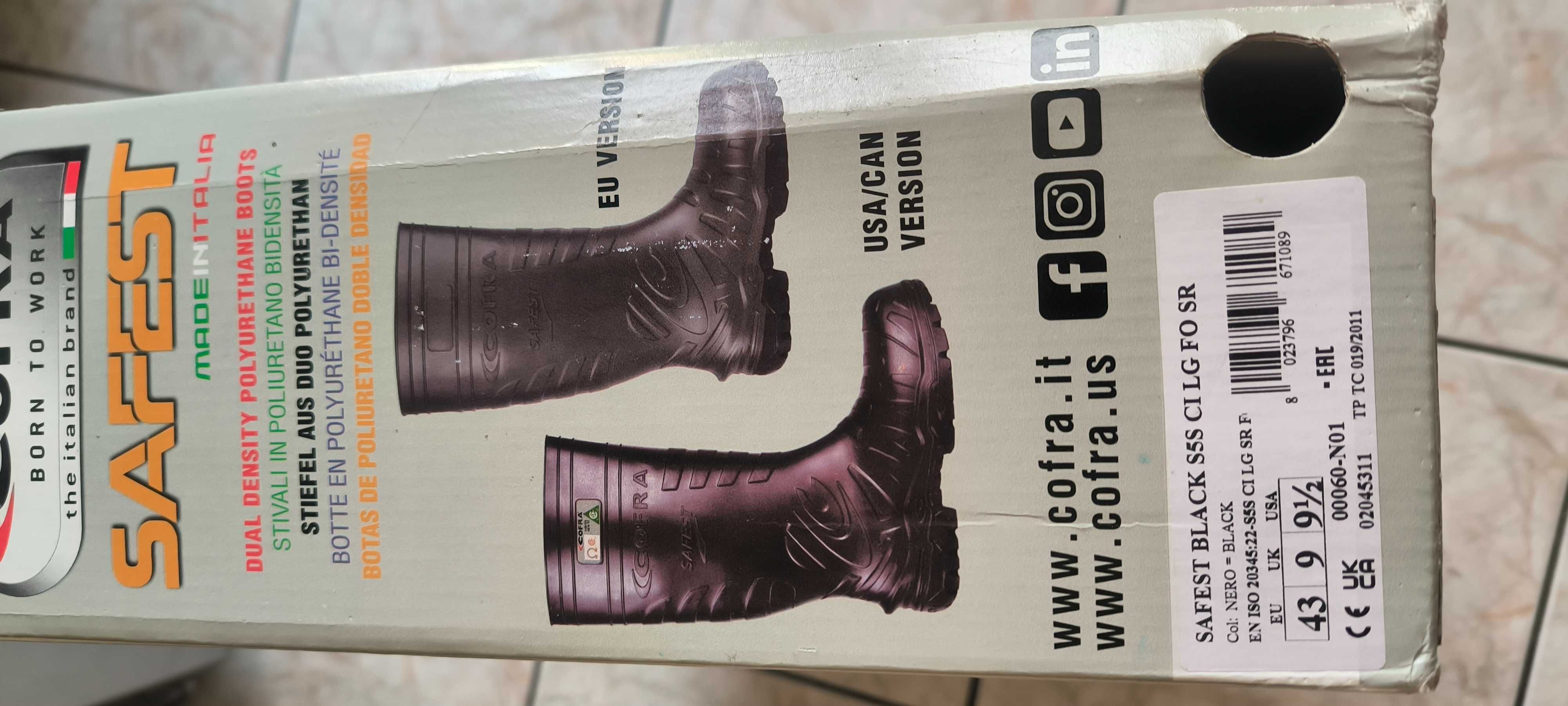 Buty robocze gumowe z podnoskiem Cofra SAFEST BLACK