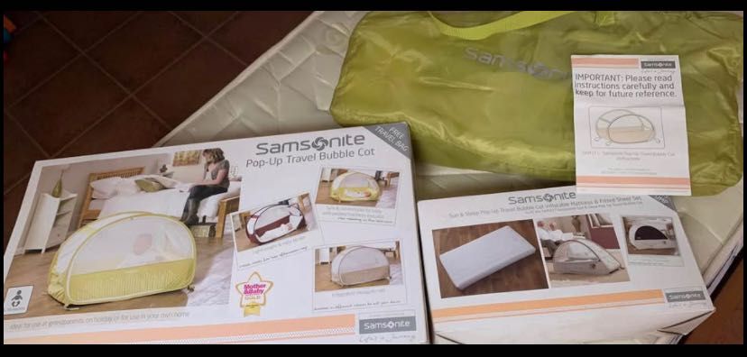Tenda cama parque de viagem bebé com colchão da Samsonite