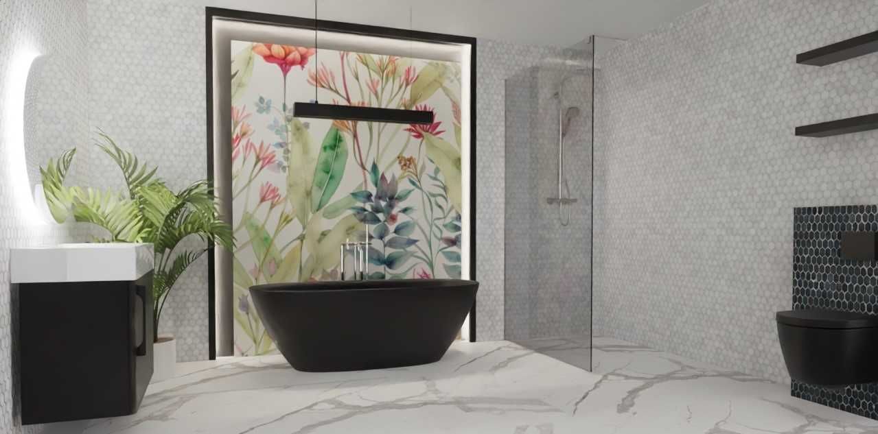 Panel szklany hartowany 1x2m przy wannie, prysznicu ściana bez fugowa