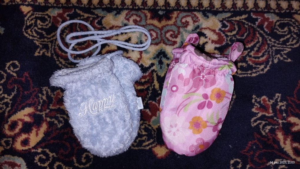 2 pary rękawiczek niemowlęcych dziewczęcych