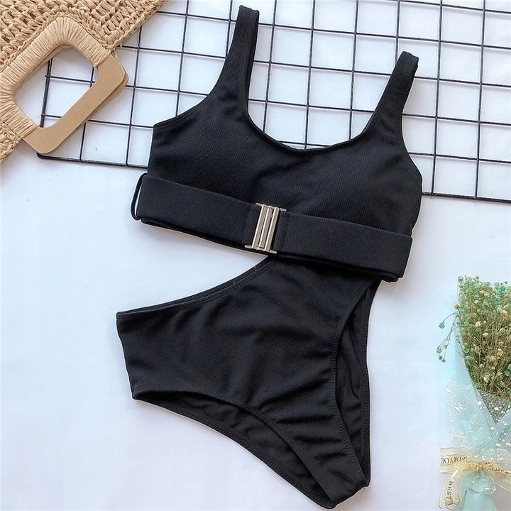 Strój Kąpielowy Damski Dwuczęściowy Kostium Wysoki Stan Top Bikini Kol