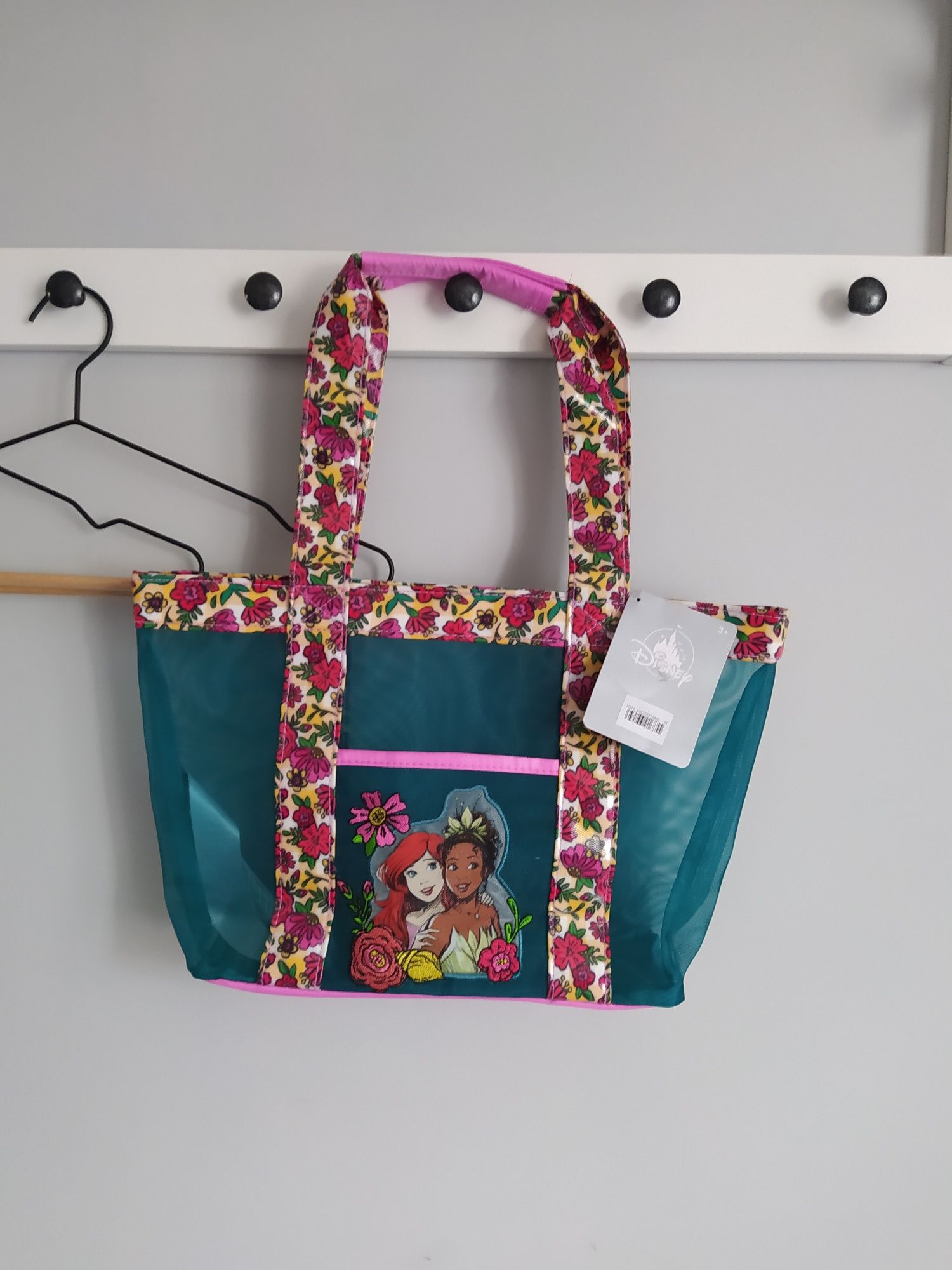 Siateczkowa torebka na magnes, koszyk księżniczki Disney Ariel i Tiana