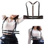 Skórzana Damska Uprząż Body Harness Szelki Pasy Sztuczna Skóra