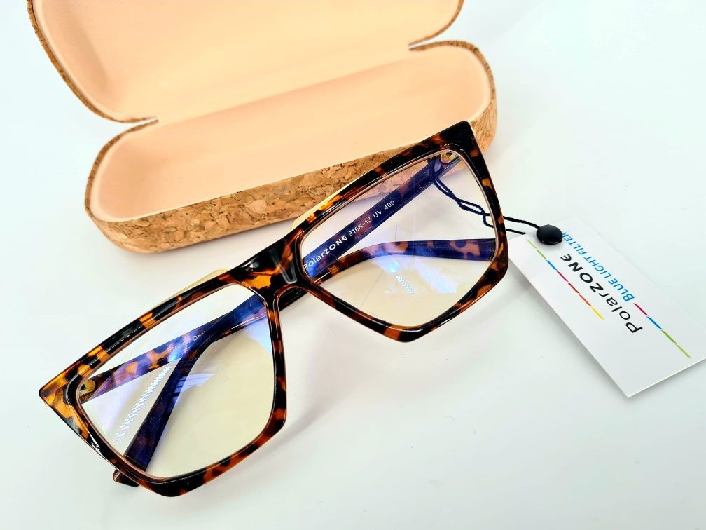 Nowe stylowe modne okulary damskie zerówki do komputera marki Polarzon