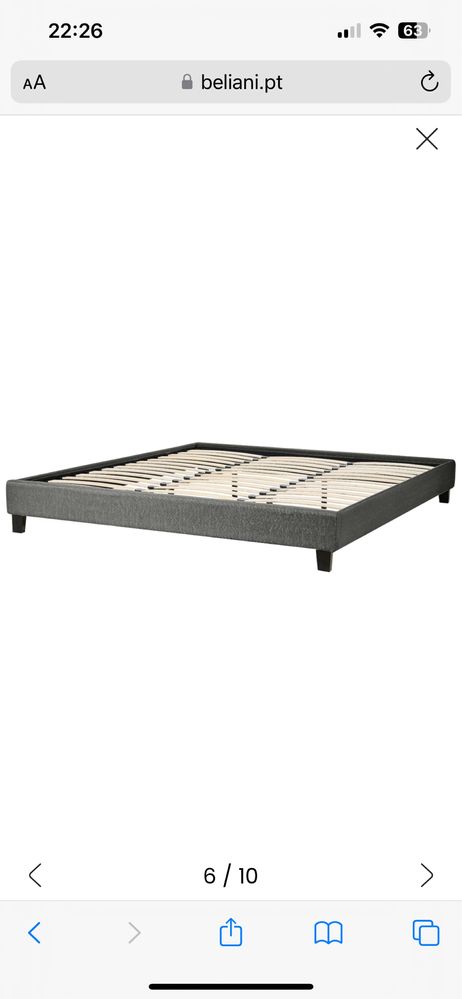 Sommier de casal em tecido cinzento 180 x 200 cm
