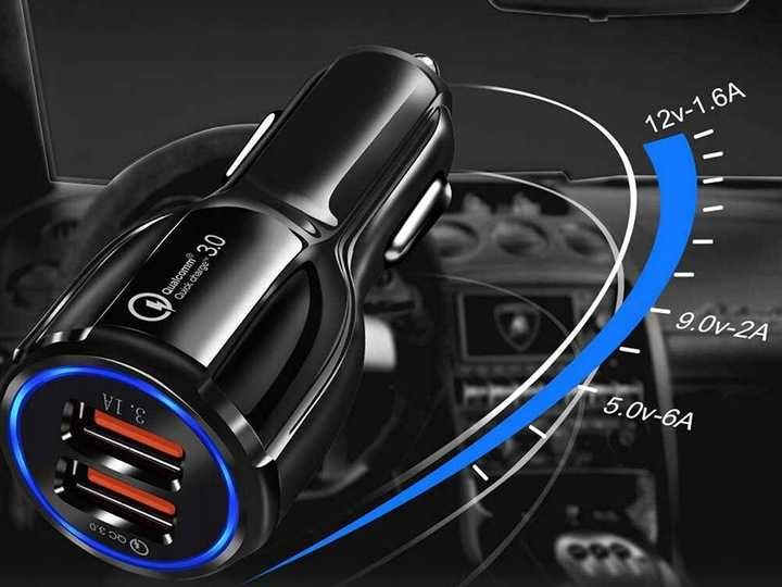 ładowarka samochodowa do gniazd zapalniczki 2 xusb quick charge 3.0 po
