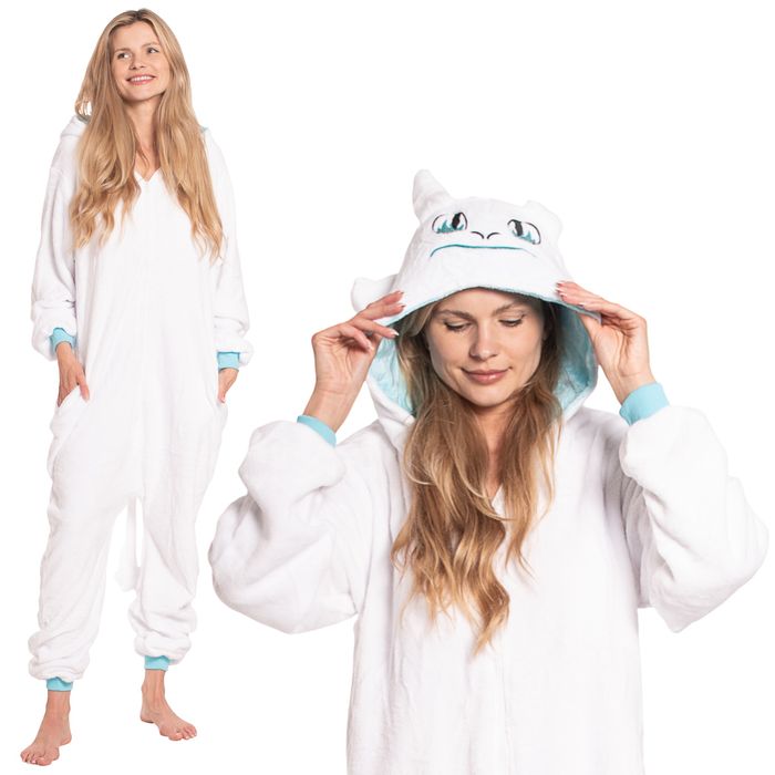 Piżama Damska Kombinezon Kigurumi Onesie Szczerbatek Biały 175-185 XL