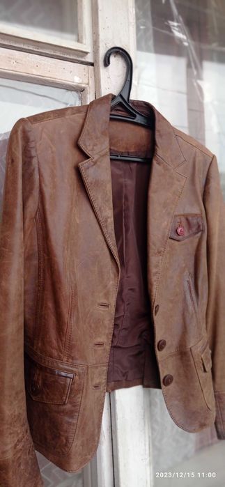 Куртка-пиджак женский, натуральная кожа, р.46, M