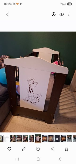 Łóżeczko niemowlęce brazowo-biale