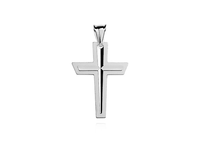 Duży Srebrny Wisiorek Krzyż Krzyżyk Diamentowany Kd009