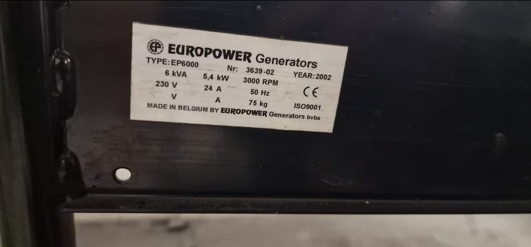Agregat prądotwórczy Europower EP6000 moc maksymalna 6kW