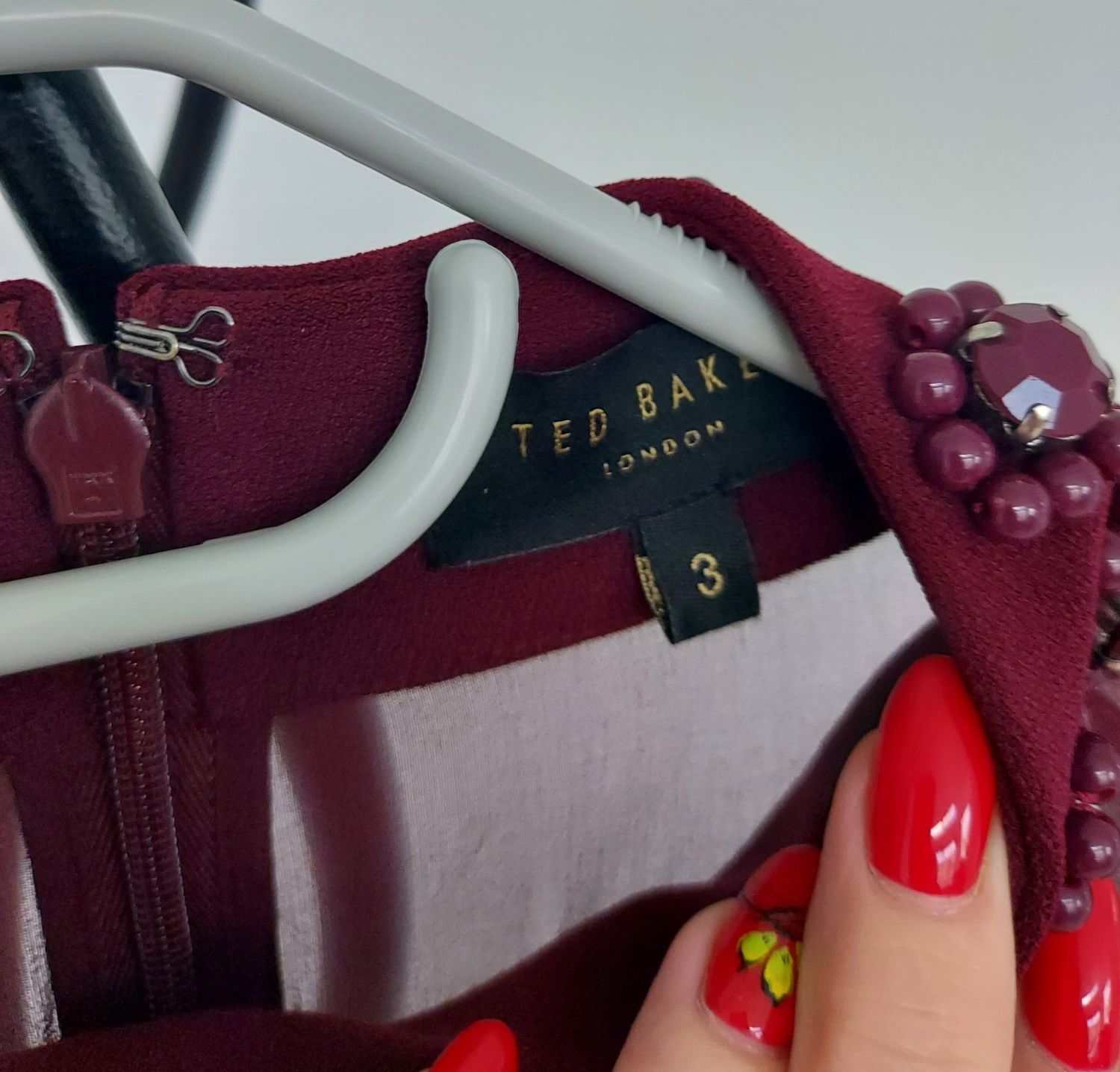 Ted Baker burgundowa ,elegancka z tiulem,aplikacje, na Święta 40