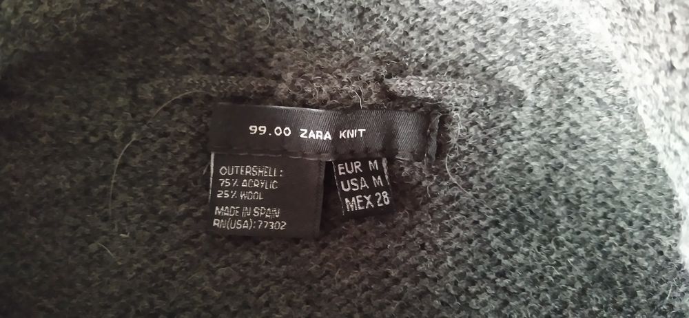 Poncho/peleryna wełniana Zara r.M