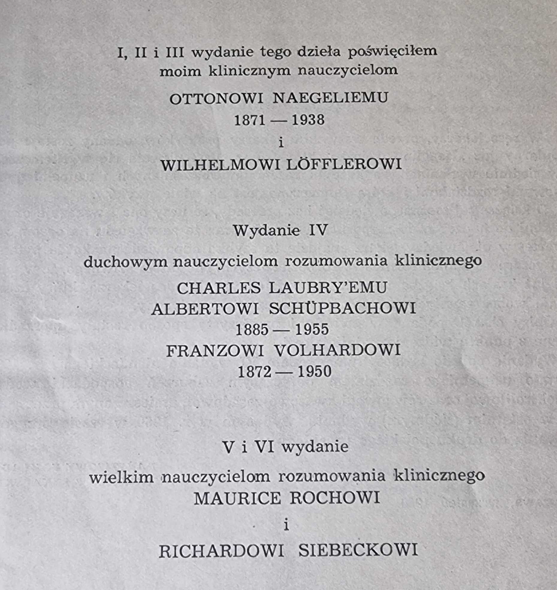 Diagnostyka różnicowa w chorobach wewnętrznych Hegglin 1960 książka