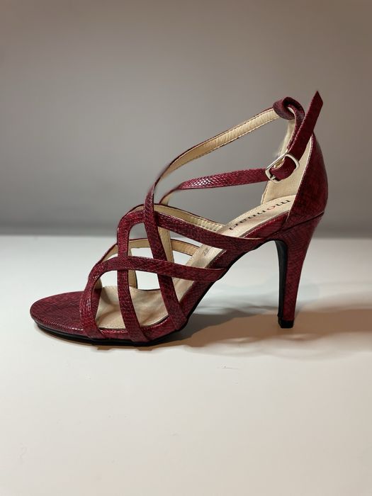 Monnari sandały na obcasie rozm 39 Nowe burgundowy animal print