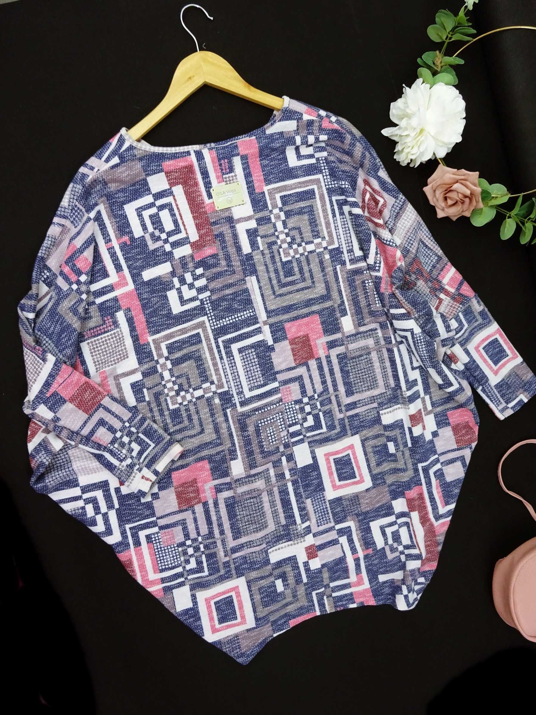 CSA97 Długi cienki sweter damski tunika oversize nietoperz tuba 3XL 46